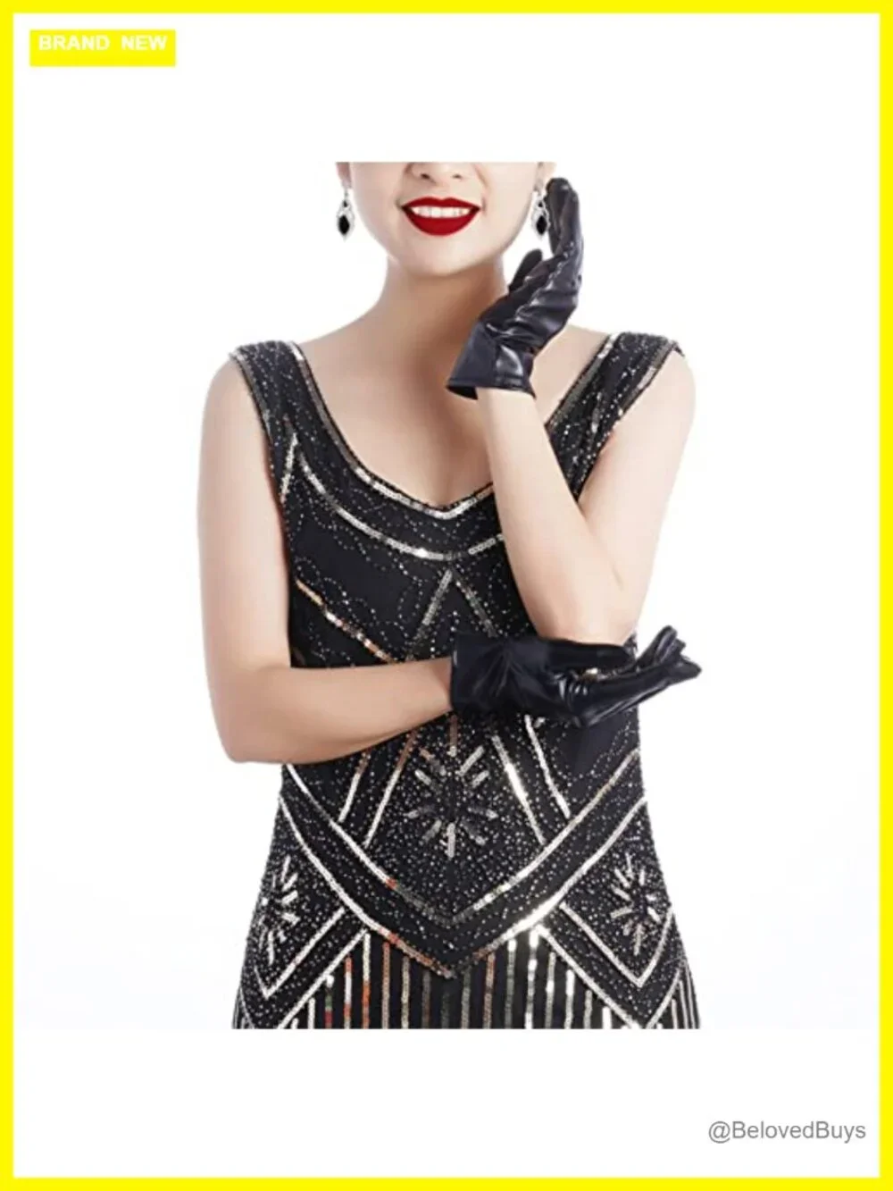 Shiny Faux Leather Metallic Cropped Gloves Halloween Costume Accessory